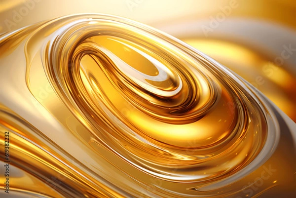 Fototapeta Beauty in Motion, Light Shining on Golding Splash of Oil, Creating Smooth and Elegant Swirls, Ideal for Fuel and Luxury Concepts, generative ai.