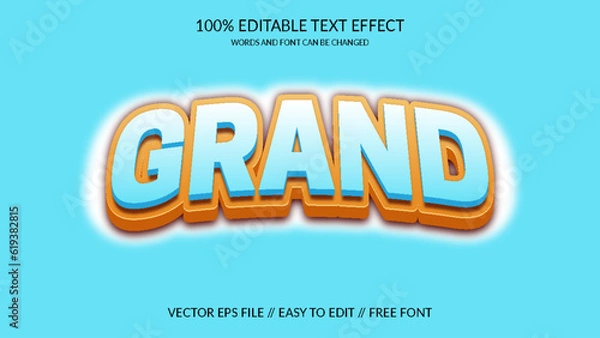 Fototapeta Grand 3D Fully Editable Vector Eps Text Effect Template Design