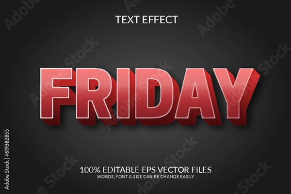 Fototapeta Friday 3D Fully Editable Vector Eps Text Effect Template Design