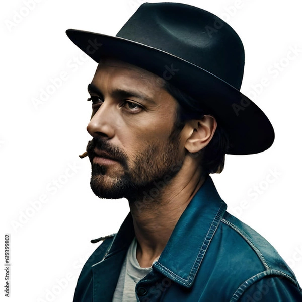 Fototapeta Cowboy with hat, ai generated transparent background