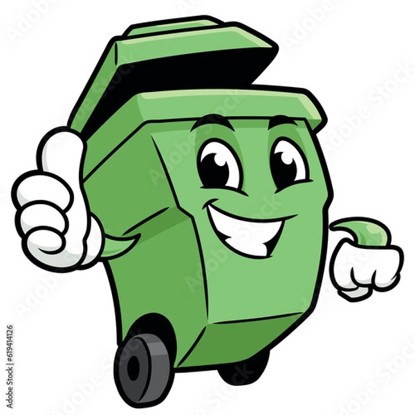 Obraz Cute smiling trash can on white background