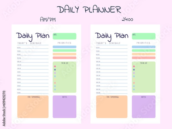 Fototapeta planners and to do list with home doodle decor illustrations. Template for agenda, schedule, planners, checklists, notebooks, cards and other stationery