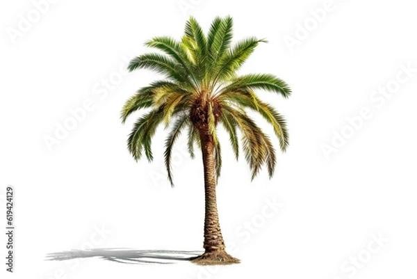 Fototapeta Abstract elegance. Single closeup of beautiful palm tree on white background isolated. Natural beauty