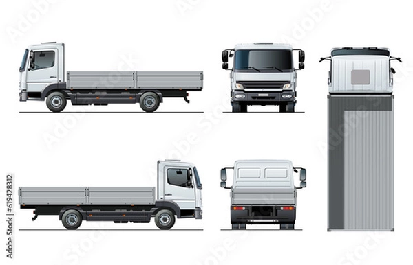 Fototapeta Flatbad truck template isolated on transparency background. PNG format