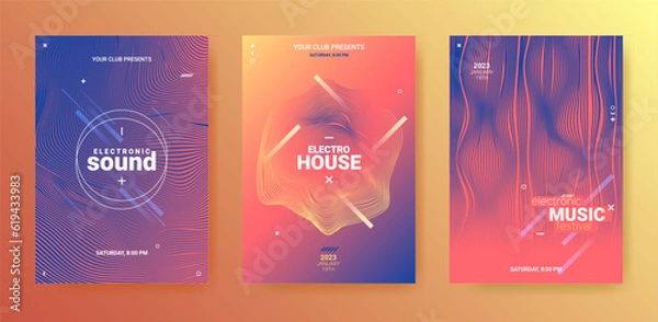 Obraz Electronic Music Flyer. Techno Party Poster. Abstract Edm Background.