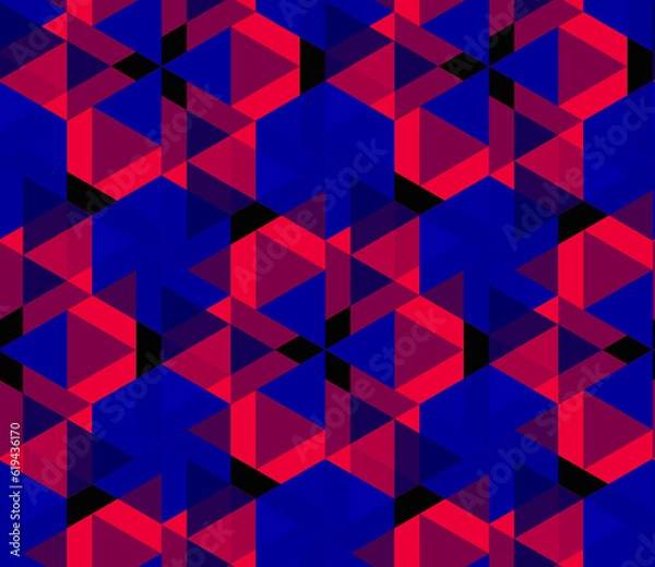 Fototapeta Abstract background in red and blue, with a spectacular rhythm and inserts. Surrealistic image in a modern style. For your art projects and works.