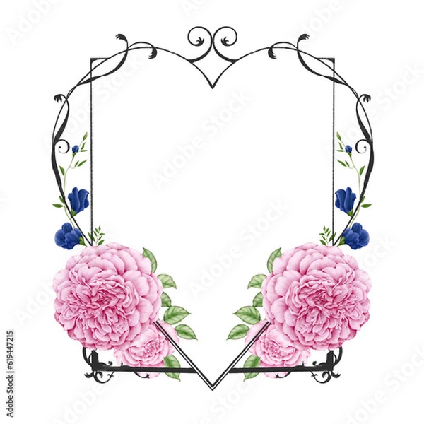 Obraz frame with heart and roses
