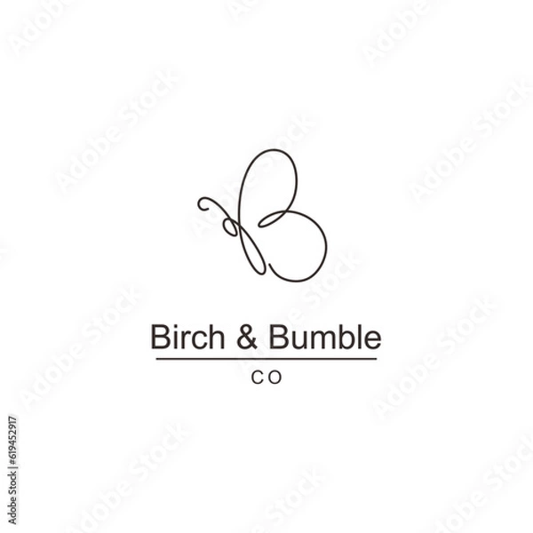 Obraz Fashion and Cosmetic Butterfly vector monoline logo design template. Birch & Bumble