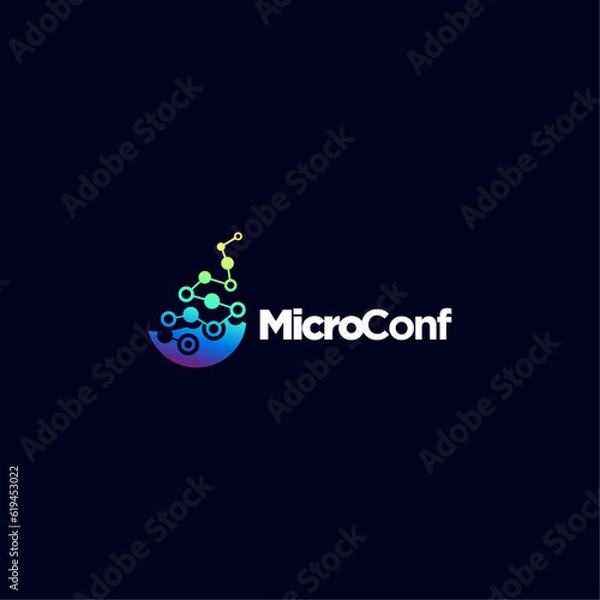 Obraz Logo Micro futuristic, sophisticated and techy style. A simple but eye-catching logo, that is very suitable for technology companies such as cryptocurrencies, internet, computers, AI