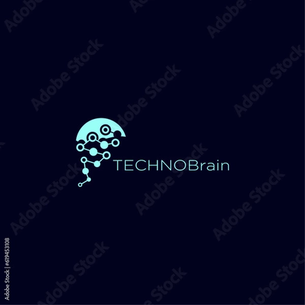 Obraz Futuristic modern and techno brain vector logo template