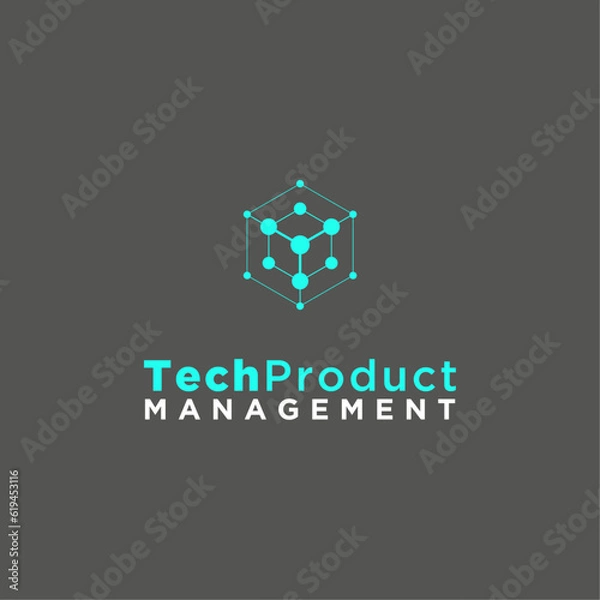 Obraz futuristic modern and techno product management vector logo template