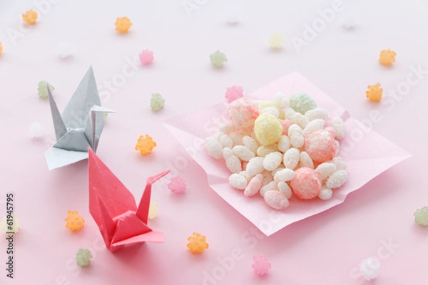 Obraz ひなあられと折り鶴