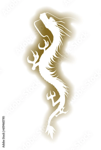 Obraz 年賀状 龍年　年　龍年　たつ　シルエット　影