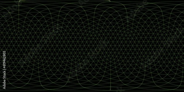 Obraz 3D Illustration; Computer-generated imagery;  CGI modeling; HDRI; 360º view panoramic; VR; Futuristic green grid