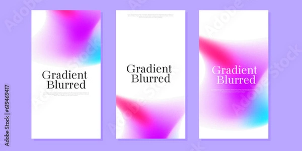 Fototapeta Modern grainy gradient covers set. Abstract colorful banners design.