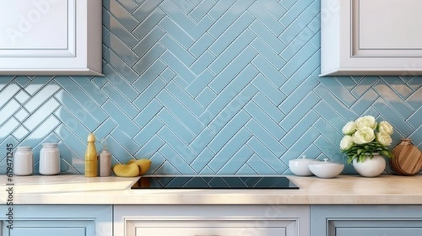 Obraz Modern Mosaic backsplash in kitchen, Modern interior, Classic style