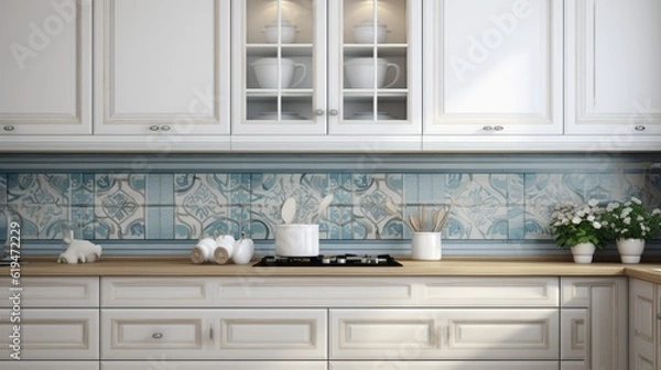 Obraz Modern Mosaic backsplash in kitchen, Modern interior, Classic style