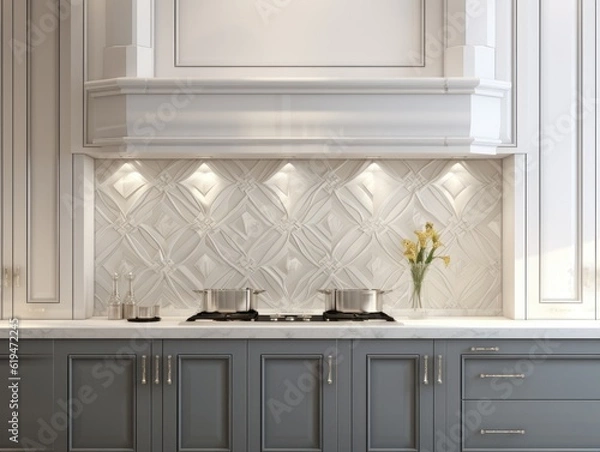 Obraz Modern Mosaic backsplash in kitchen, Modern interior, Classic style