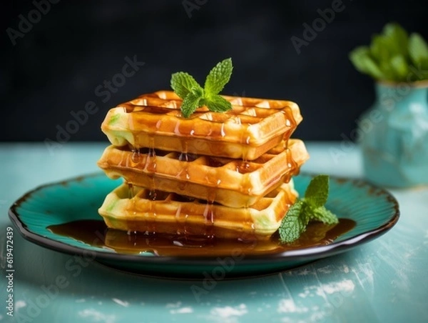 Obraz Belgian Waffle with toppings