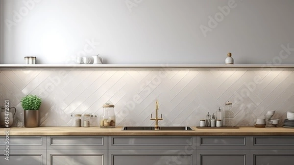Obraz Modern Mosaic backsplash in kitchen, Modern interior, Classic style