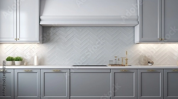 Obraz Modern Mosaic backsplash in kitchen, Modern interior, Classic style