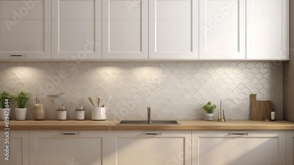 Fototapeta Modern Mosaic backsplash in kitchen, Modern interior, Classic style