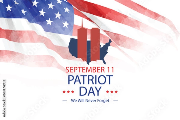Fototapeta Free vector watercolor 9.11 patriot day background