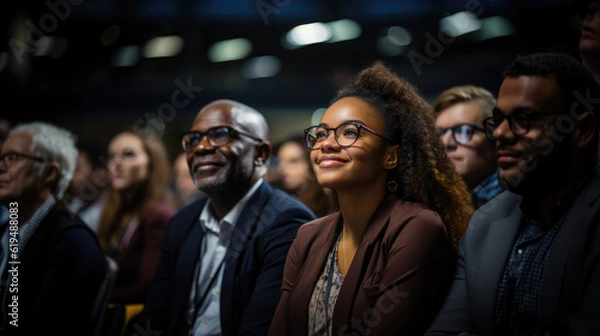 Fototapeta Corporate Success: Black Business Leaders and Entrepreneurs Are Prominently Represented in an Empowering Conference Audience



