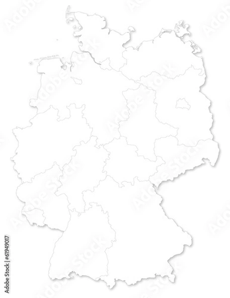 Fototapeta Vector map of German states on white background.