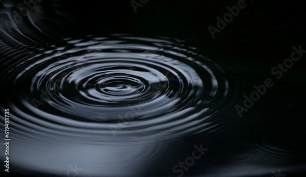 Fototapeta Ripple of water or water drop splash on black background. Abstract shape out of the water