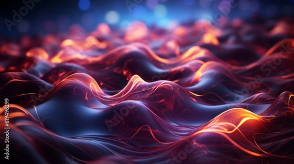 Fototapeta fire and smoke, abstract futuristic wave, generative ai
