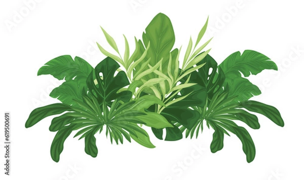 Obraz Tropical seamless with palm leaves. Vector