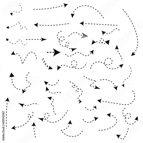 Fototapeta Doodle arrow set, collection of hand drawn elements