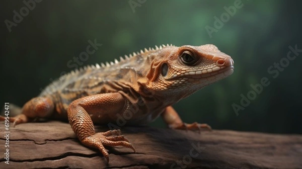Fototapeta close up of iguana lizard reptile animal green generative ai