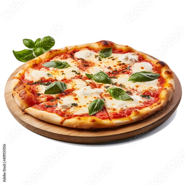 Fototapeta pizza margherita isolated on a transparent background (Generative AI)