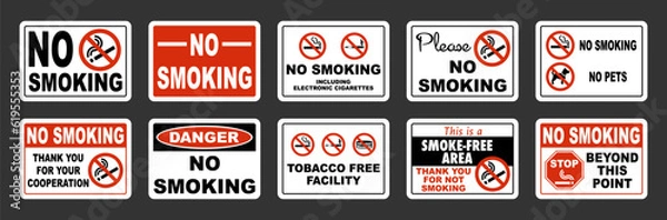 Fototapeta No smoking sign vector set. ten different horizontal versions.