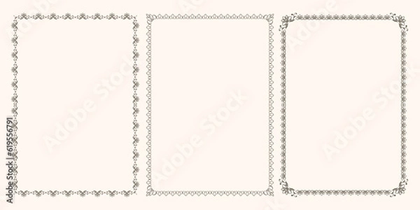 Obraz Vector set of frames with lotus silhouette