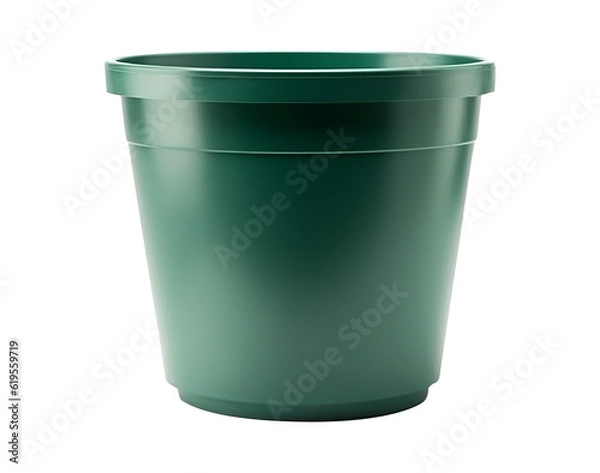 Fototapeta Green plastic pot on transparent background. Generative AI.