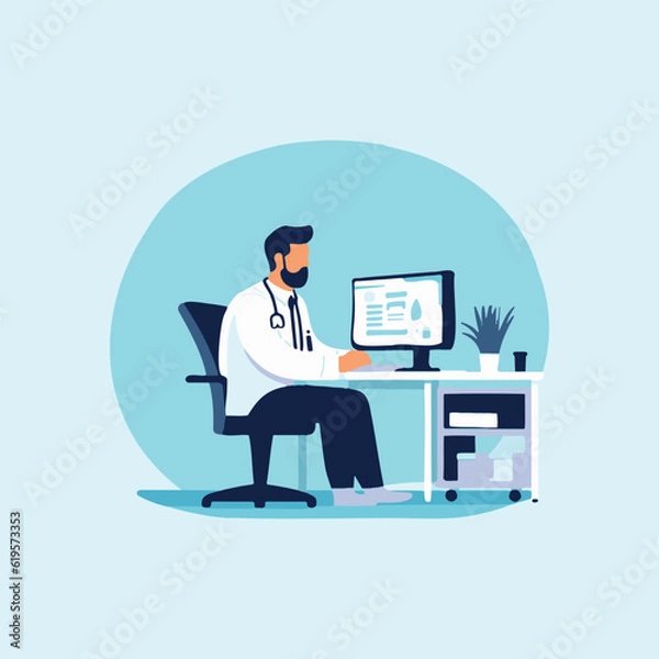 Obraz doctor using computer for medicine