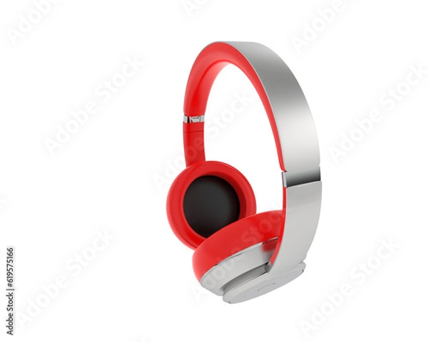 Fototapeta Headphones isolated on transparent background. 3d rendering - illustration