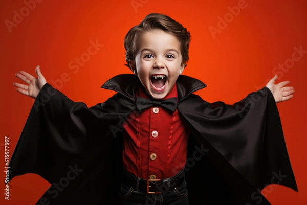 Obraz Cute Young Boy Dressed as a Vampire for Halloween 