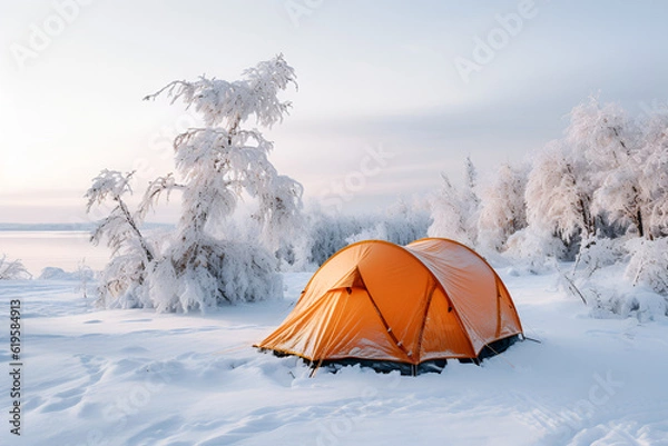 Obraz camping in the snow