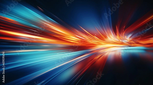 Fototapeta Abstract background with speedy motion blur creating flashy pattern of straight lines