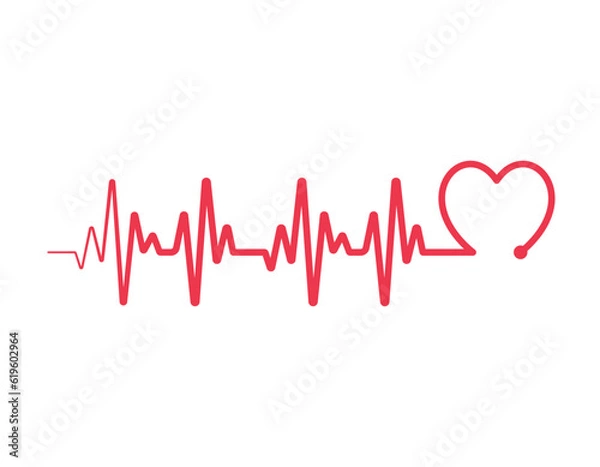 Obraz Heartbeat Line Illustration EPS Vector