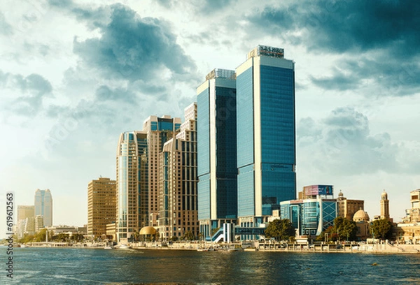 Obraz Cairo View with Nile River and Skyscrapers in Egypt.