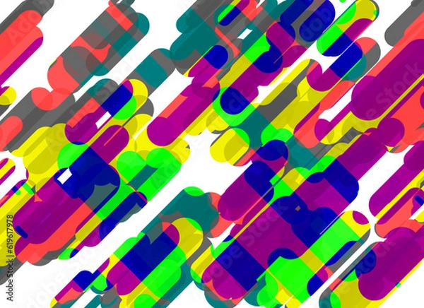 Fototapeta Overlapping pill shaped in multi-colors and different sizes