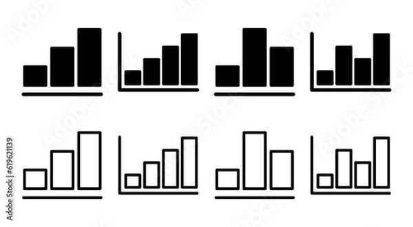 Fototapeta Growing graph Icon set illustration. Chart sign and symbol. diagram icon