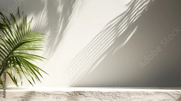 Obraz Serenity and Sophistication: Luxury Hygiene Product Podium Background with Palm Leaves, Generative AI