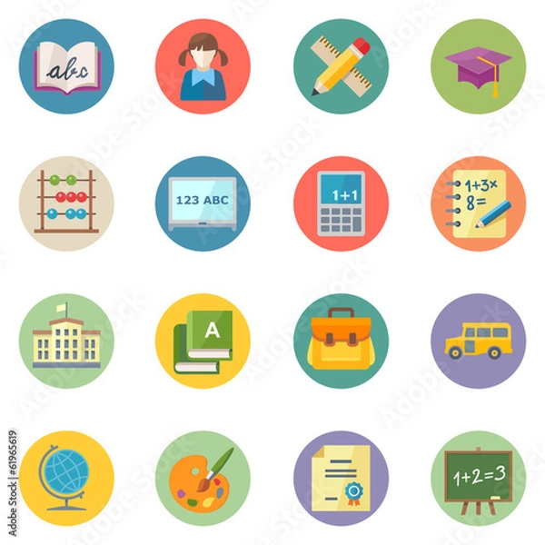 Obraz Flat Education Icons Set 1 - Dot Series