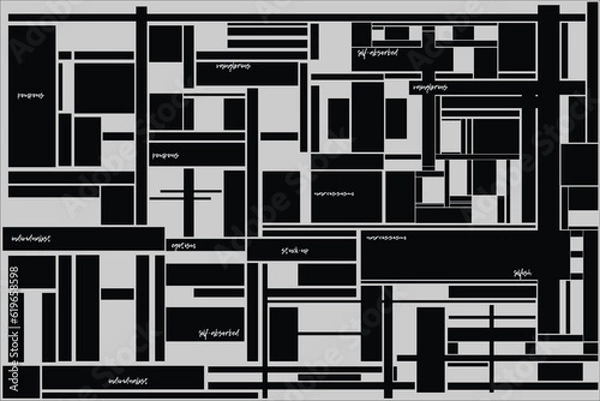 Obraz Geometric abstract design black and white wall art printing creative geometric style design in abstract pattern background. Poster printing graphic.